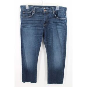 Seven 7 For All Mankind Jeans Mens W 38 Inseam 27" Blue The Straight Stretch